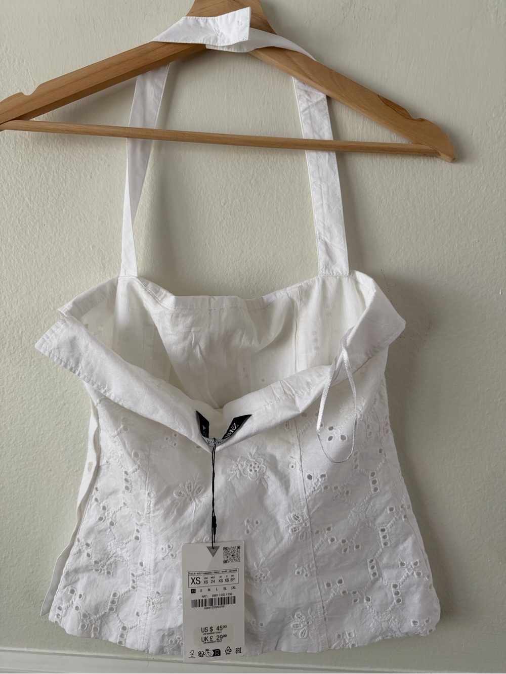 ZARA Embroidered White Halter Top - Picture 3 of 4